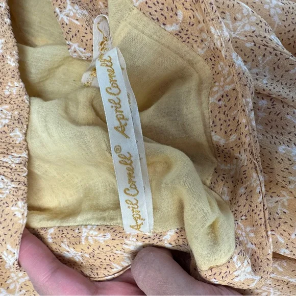 Vintage April Cornell Yellow Midi Skirt Floral Size S Boho Cottagecore Boho Chic - Picture 11 of 14